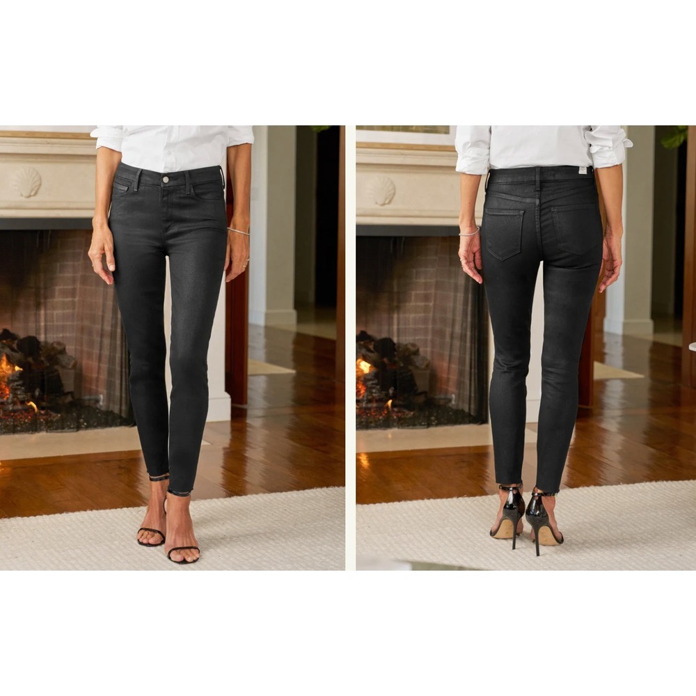 Frank‎ & Eileen Sligo Skinny Jeans in Black Italian Wax Denim Women 27 NWOT $298